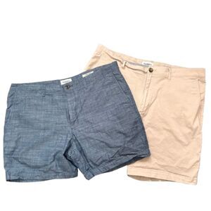 Goodfellow Mens Linden Shorts Lot of 2 Pink Chino & Chambray Size 38 Waist‎